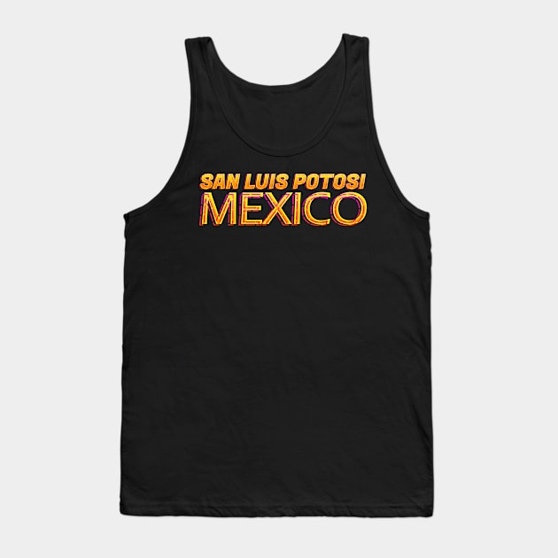 San Luis Potosi Mexico Neon Text Sign, Typography Outline Tank Top by JahmarsArtistry - APA